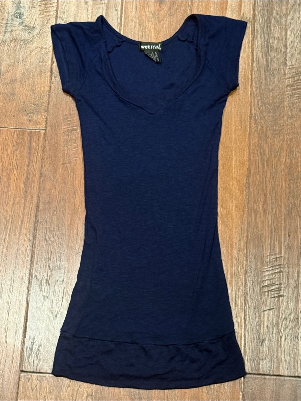 Size Medium Wet Seal Navy Scoop Neck Cap Sleeve Top